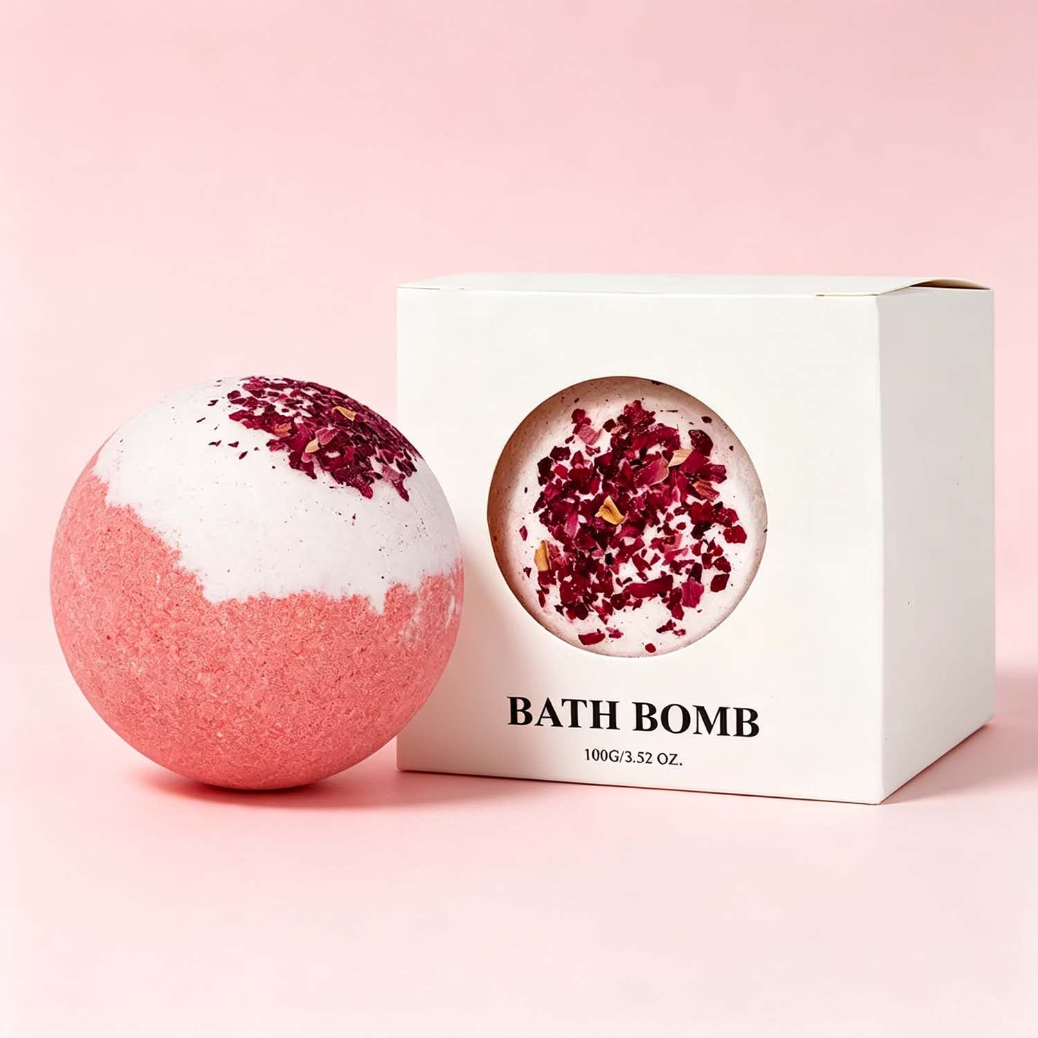 Rose Scented Bath Bombs Gift Set USA, Natural Spa Bath Bombs for self care(Set of 4)