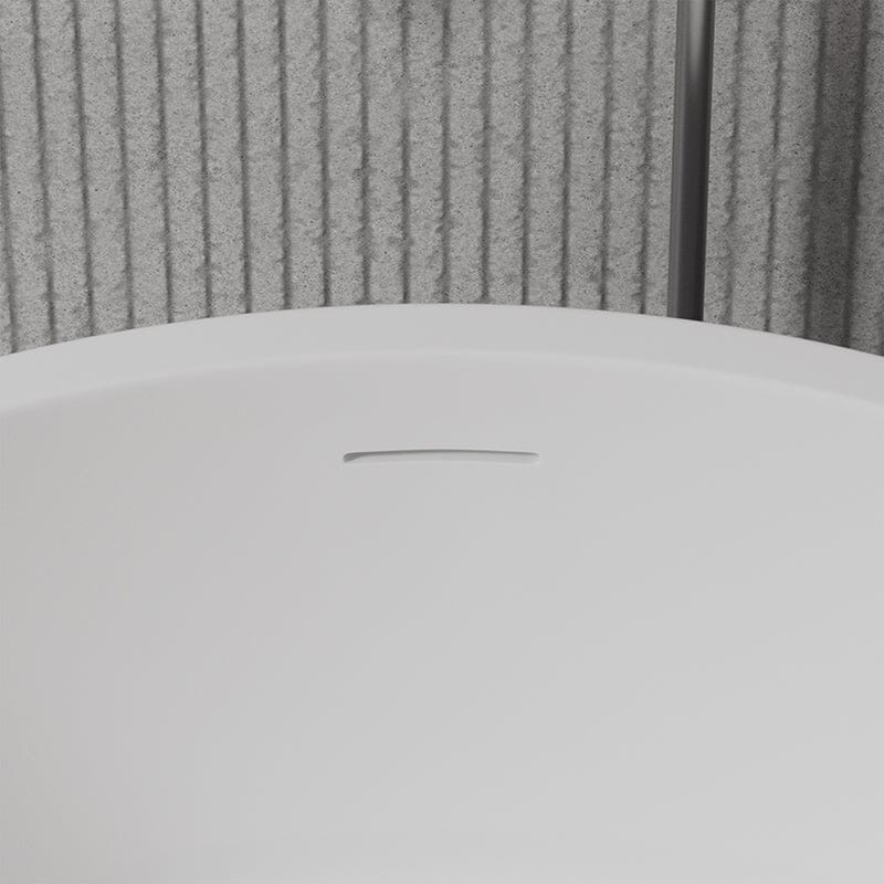49&quot; Round Freestanding Japanese Soaking Bathtub Solid Surface Stone Resin Tub
