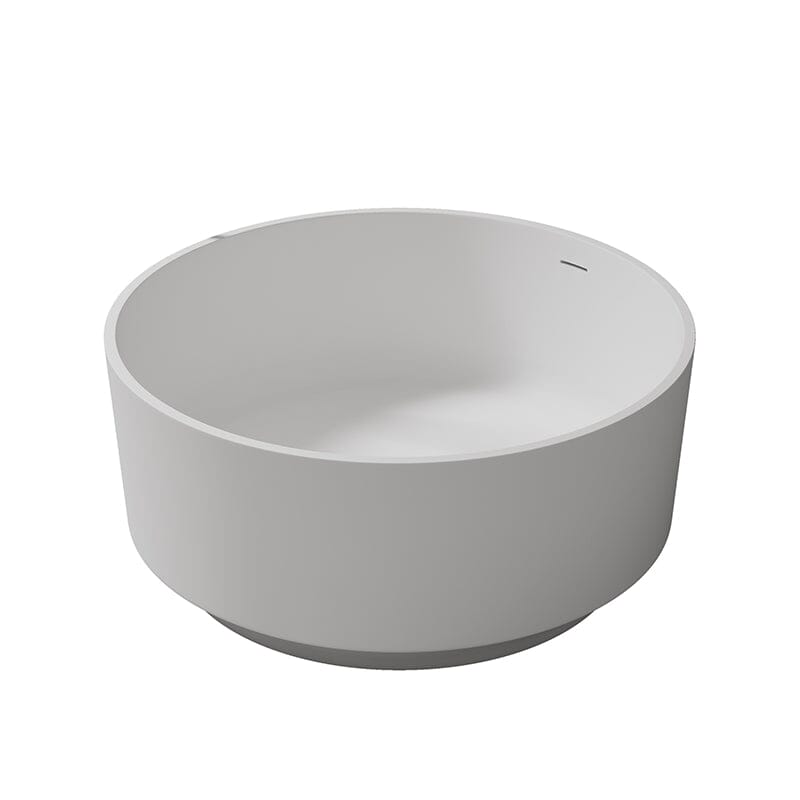 49&quot; Round Freestanding Japanese Soaking Bathtub Solid Surface Stone Resin Tub