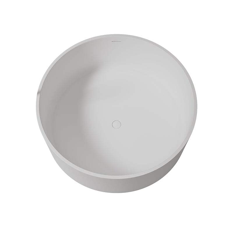 49&quot; Round Freestanding Japanese Soaking Bathtub Solid Surface Stone Resin Tub