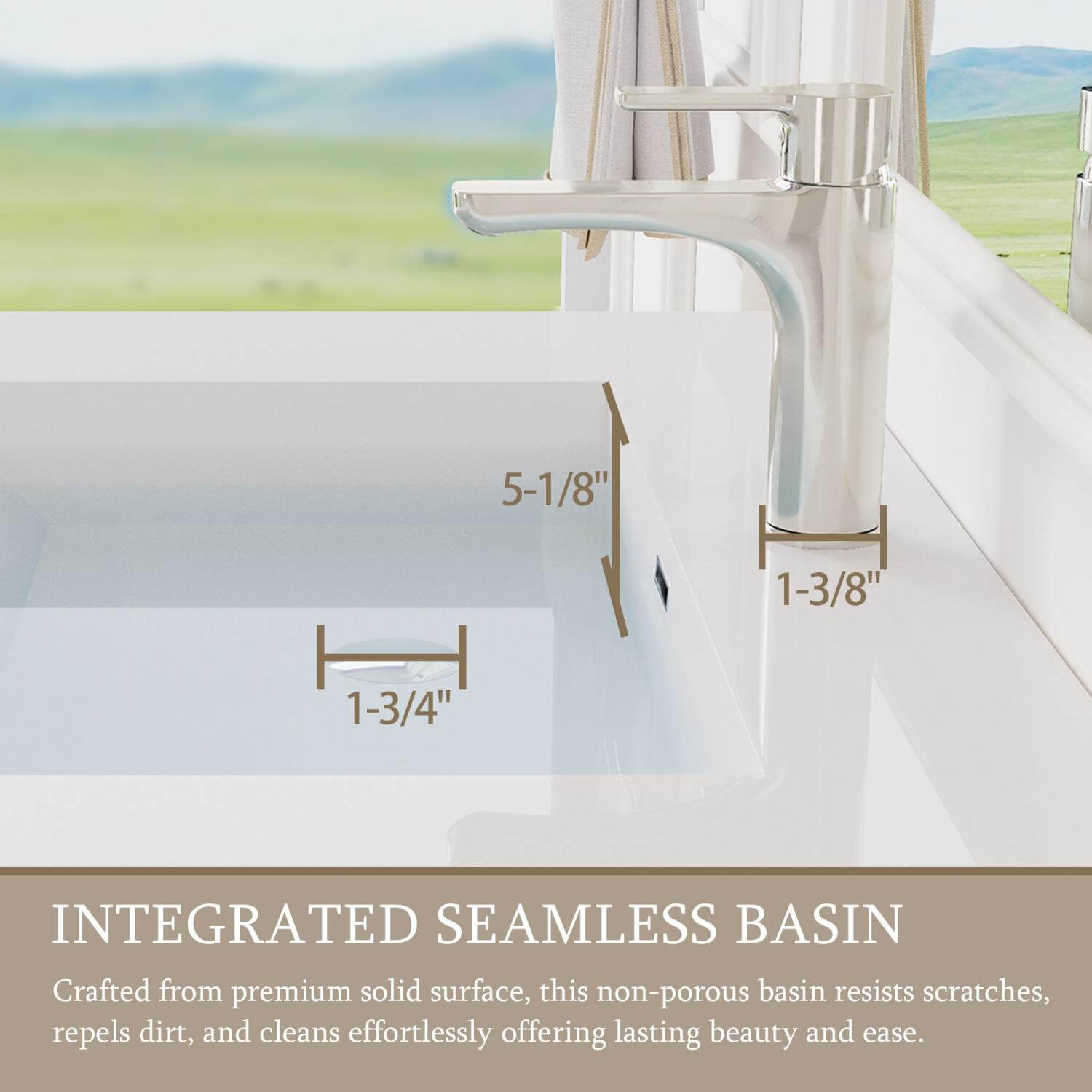scratch resistant solid surface basin top for modern bathroom sink combo
