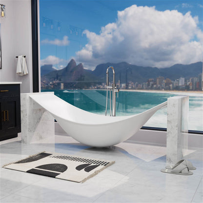 sculptural white stone resin bathtub design