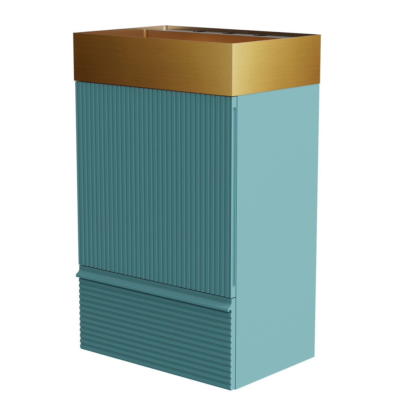 side view of 20-inch green bathroom vanity