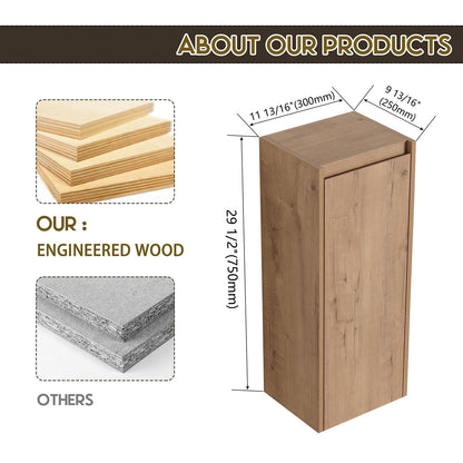 size of 12 inch White Oak Bathroom Wall Cabinet