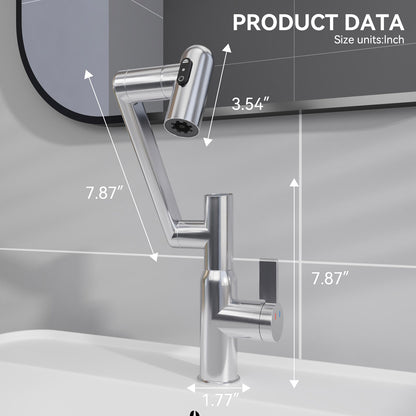 size of 360 degree Rotary Chrome Bathroom Sink Faucet