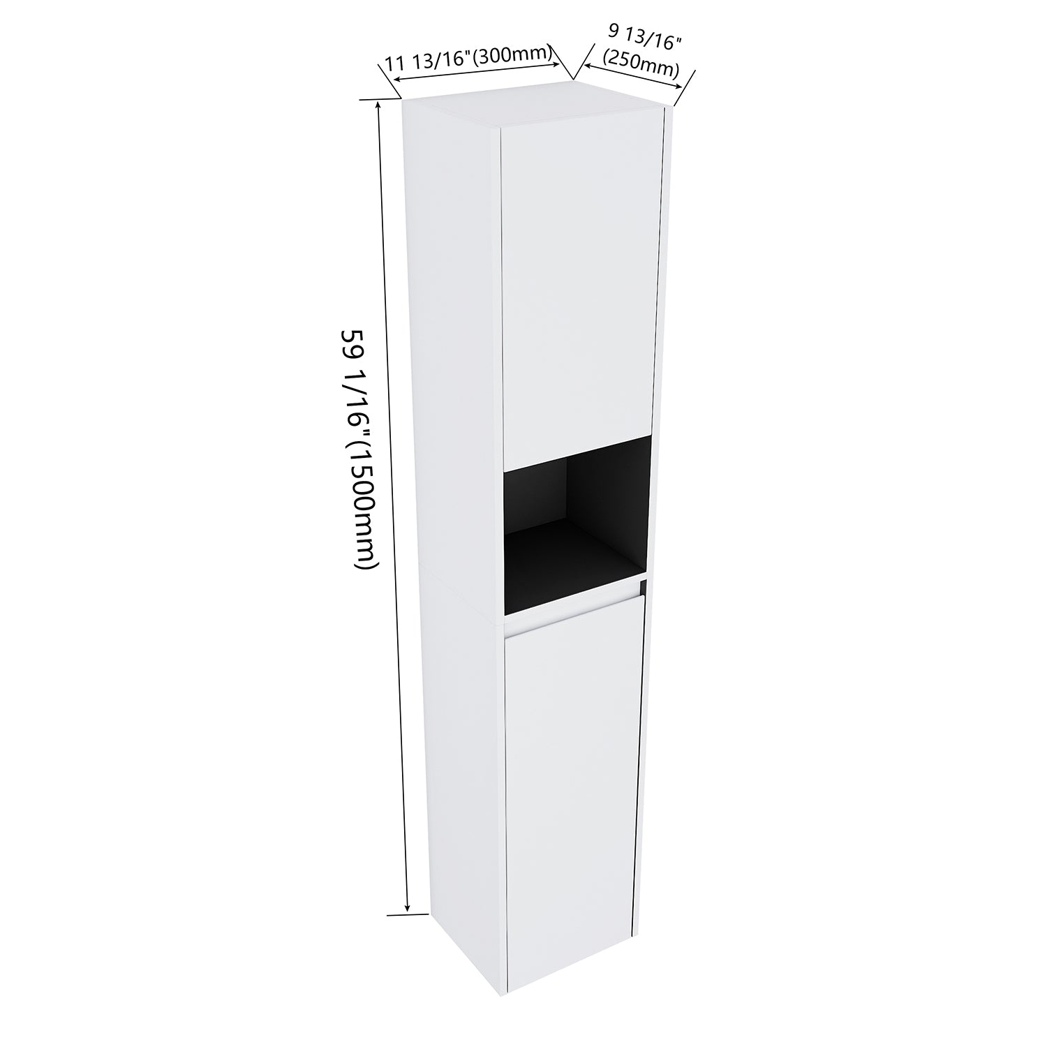 size of 59 inch Tall White Bathroom Wall Cabinet