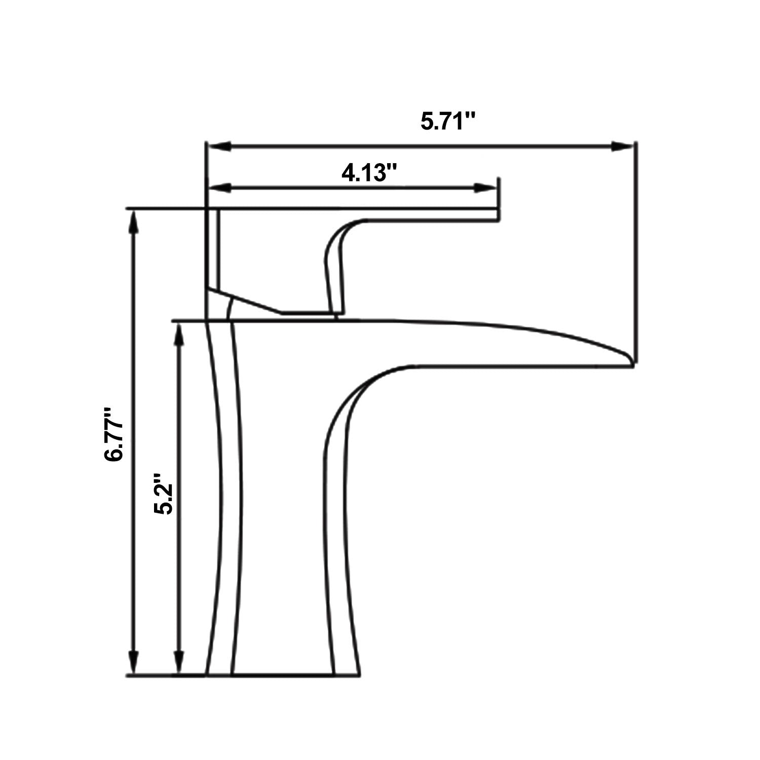 size of Matte Black Single Handle waterfall spout Bathroom Faucet