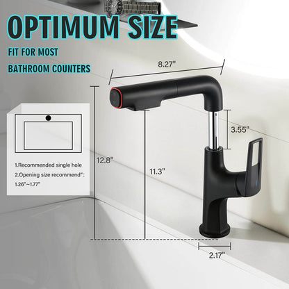 size of Matte Black Single Hole Bathroom Faucet