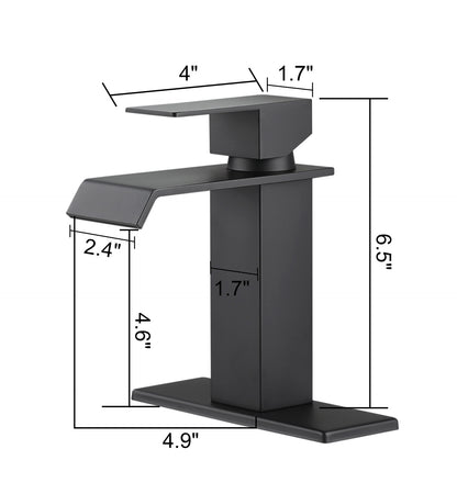 size of Matte Black Stainless Steel Waterfall Bathroom Faucet