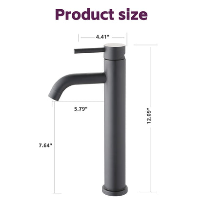 size of Matte Black Tall single handle Bathroom Faucet