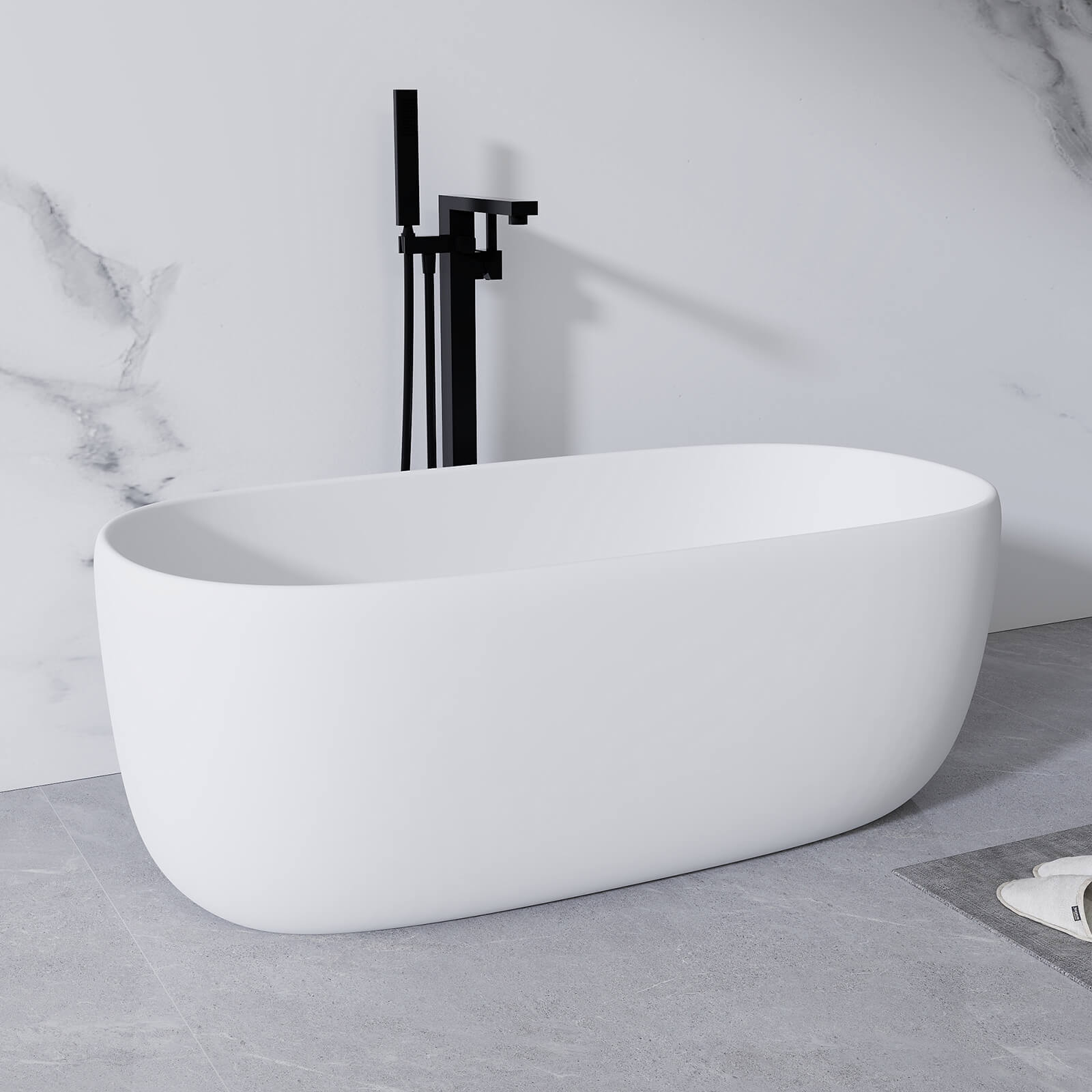 slip resistant freestanding soaking tub in white finish