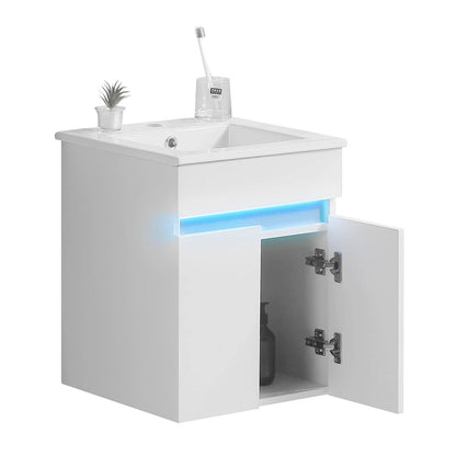 small floating bathroom vanity with sensor activated light