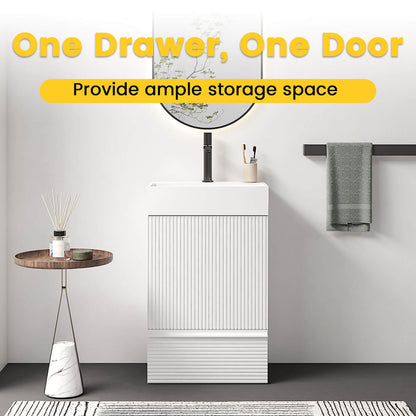 small bathroom storage vanity cabinet with organized interior layout