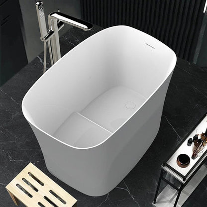 51&quot; Single Slipper Freestanding Japanese Soaking Bathtub Solid Surface Stone Resin Tub with Built-in Seat