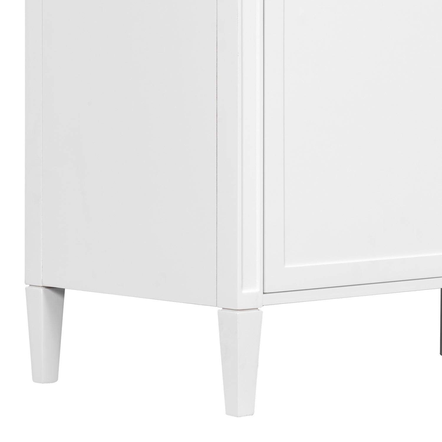 solid wood base legs detail for 48 inch modern white freestanding single sink bathroom vanity