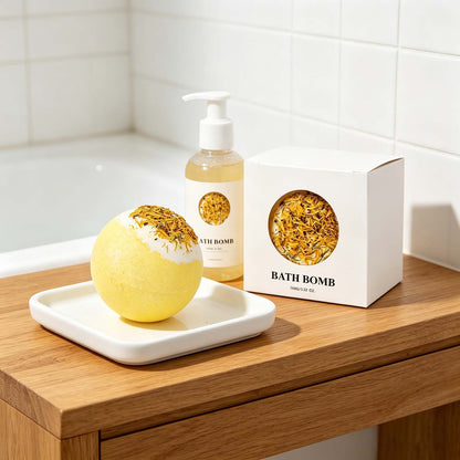 Chamomile Bath Bombs for Stress Relief USA,Relaxing Spa Bath Bombs Set (Set of 4)