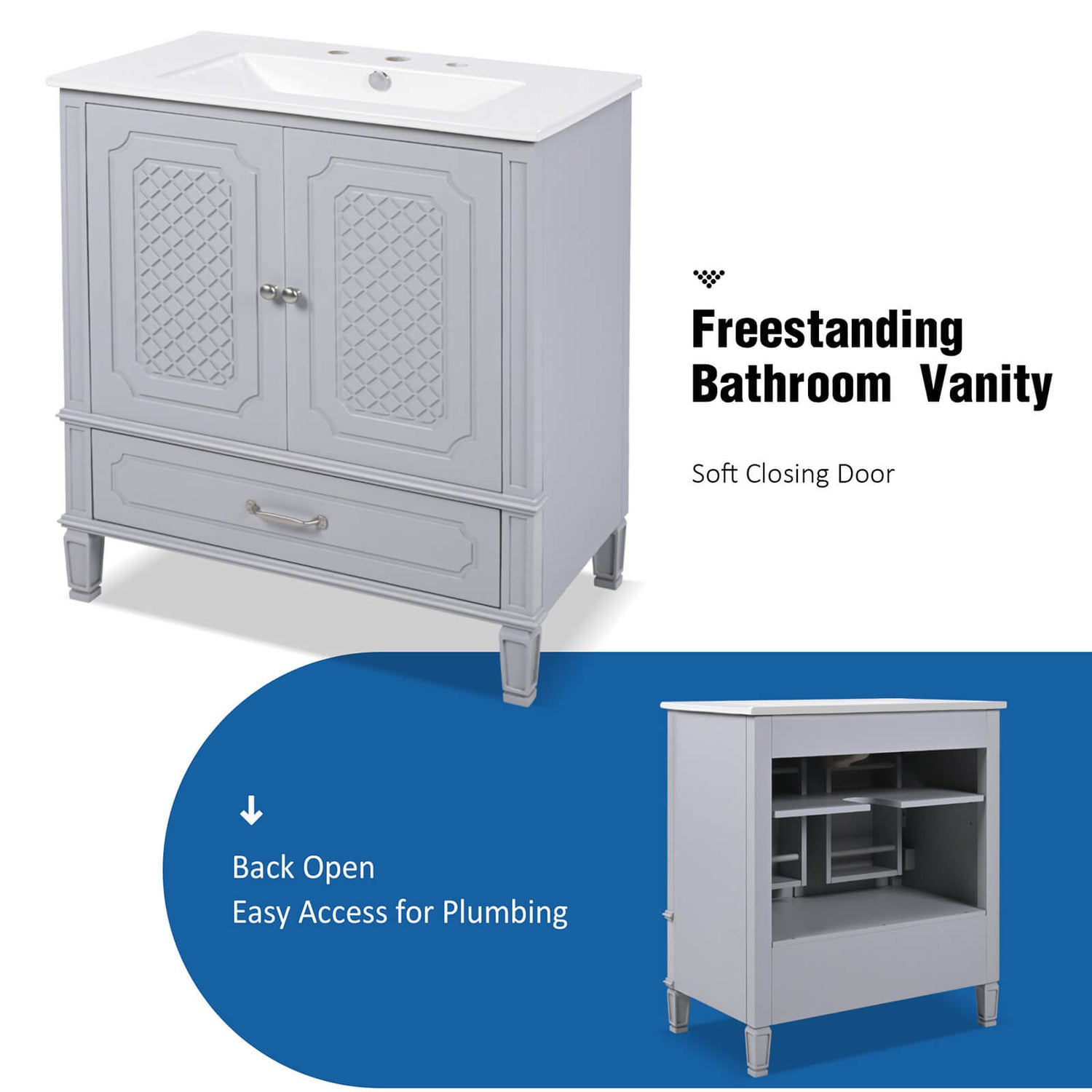 spa inspired gray vanity with calming neutral color palette