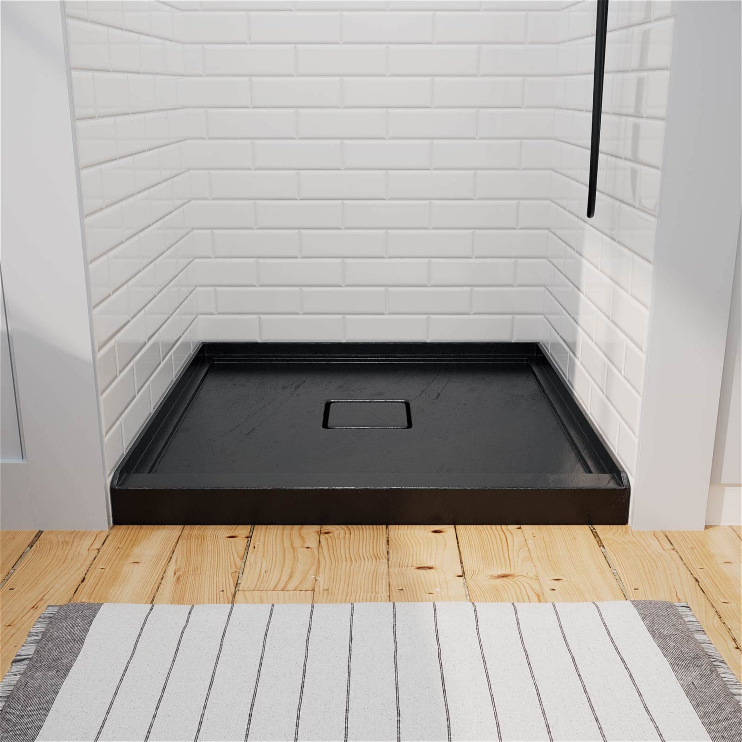 square black acrylic shower tray for alcove installation