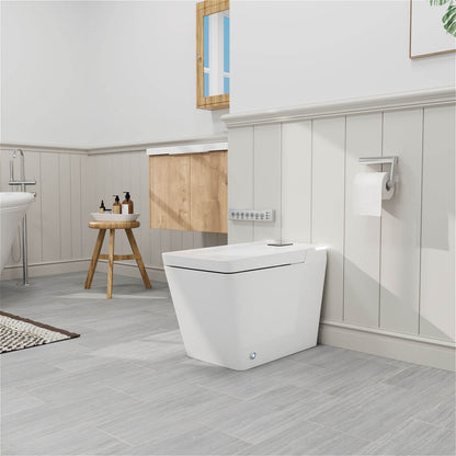 square White Smart Toilet with Automatic Cover One-Piece Floor Mounted
