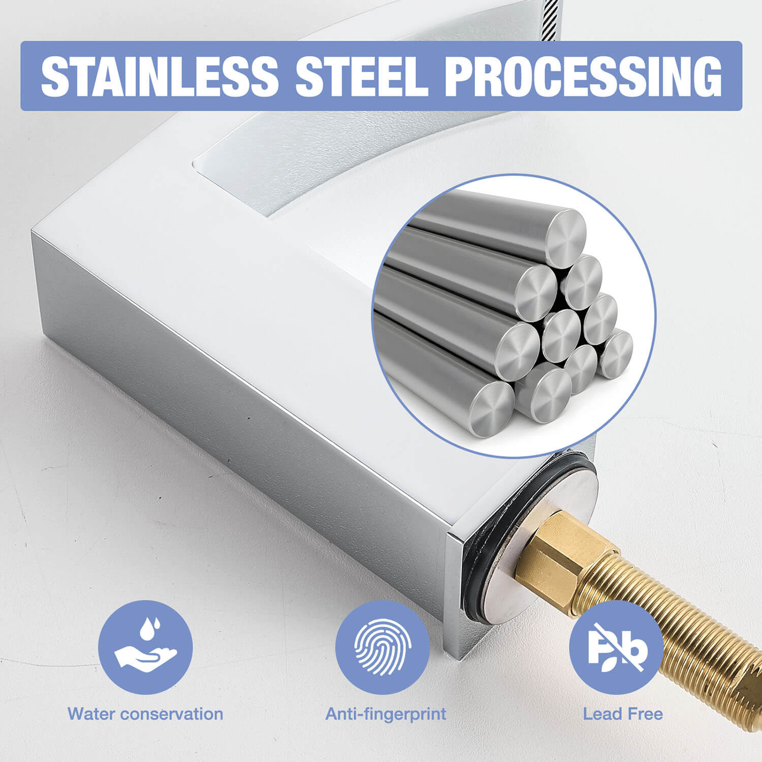 stainless steel Chrome Bathroom sink Faucet