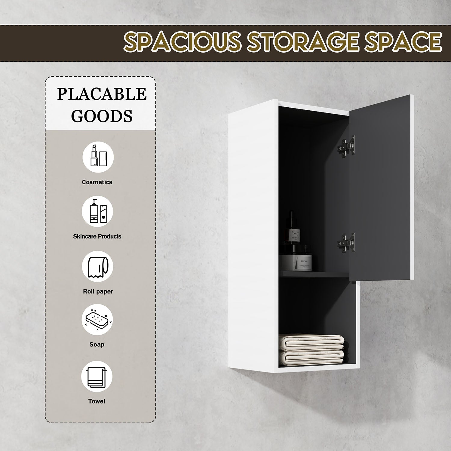 storage space of 12 inch White Bathroom Wall Cabinet