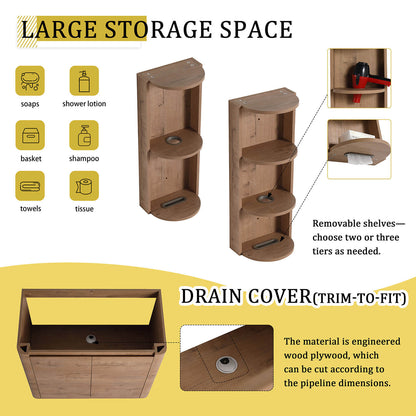 storage space of 36-inch Freestanding Bathroom Vanity and 12 inch Wall Storage Cabinet