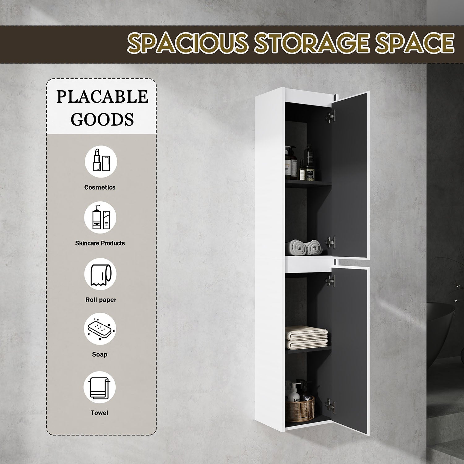 storage space of the bathroom wall cabinet