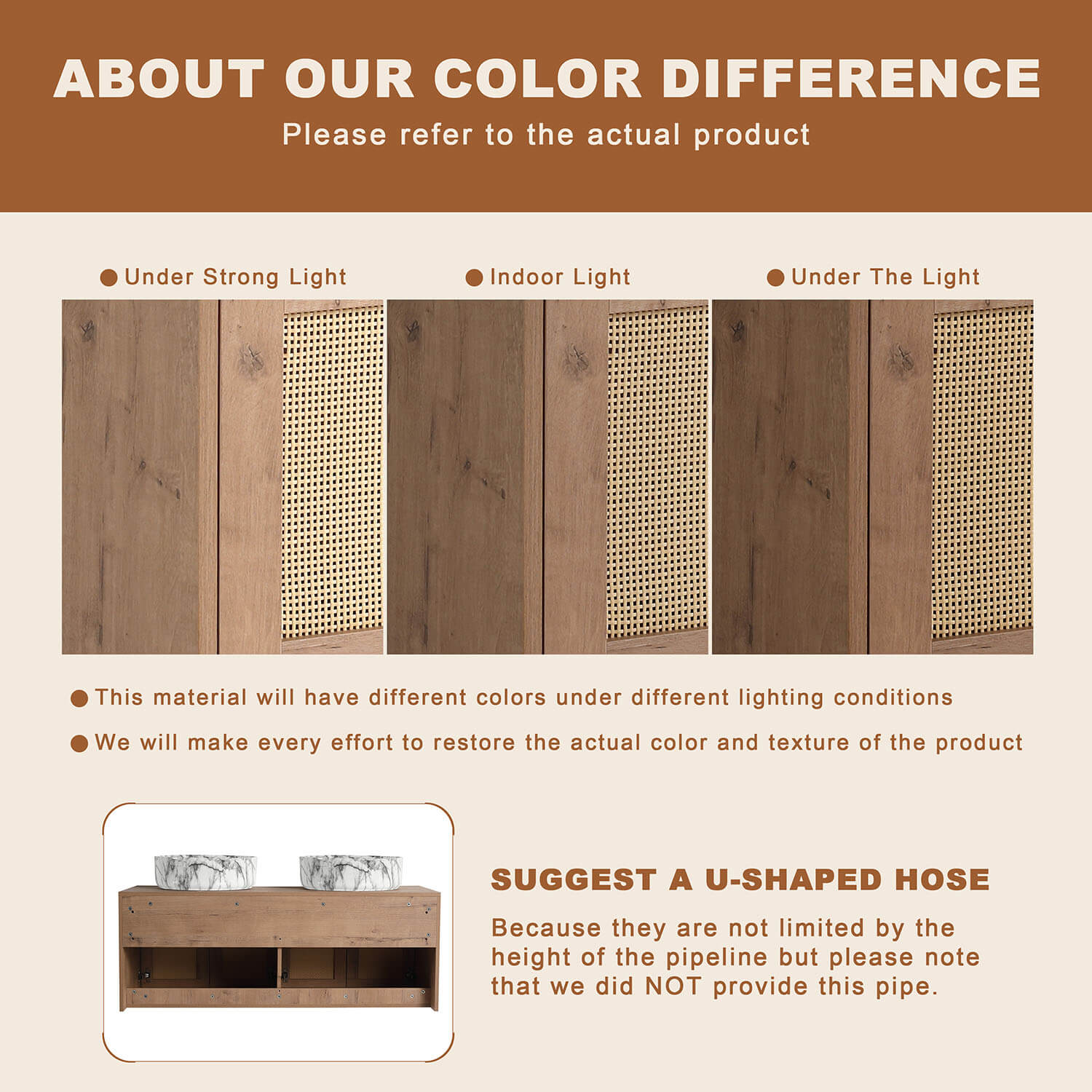 the color difference of 48 inch Floating Vanity