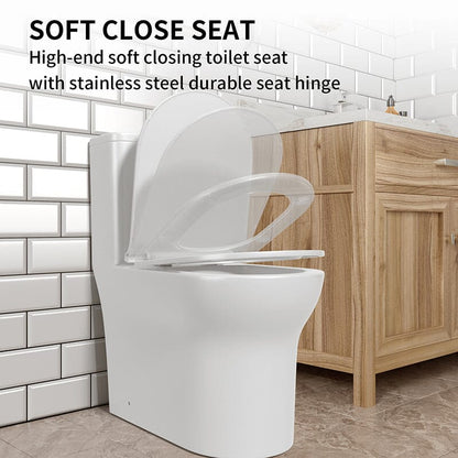 Dual Flush Elongated One Piece Toilet with Soft Close Seat Cover High-Efficiency Flush