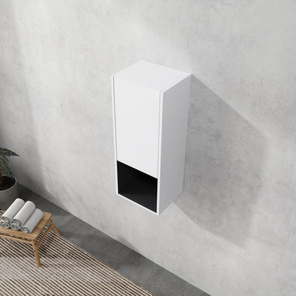 top view of 12 inch White Bathroom Wall Cabinet with Soft Close Door and Open Shelf