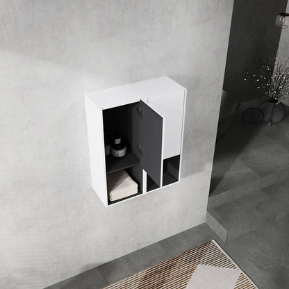 top view of 24 inch White Bathroom Wall Cabinet with Soft Close Doors and Open Shelves