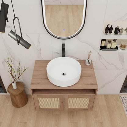 top view of 30 inch White Oak Floating Vanity