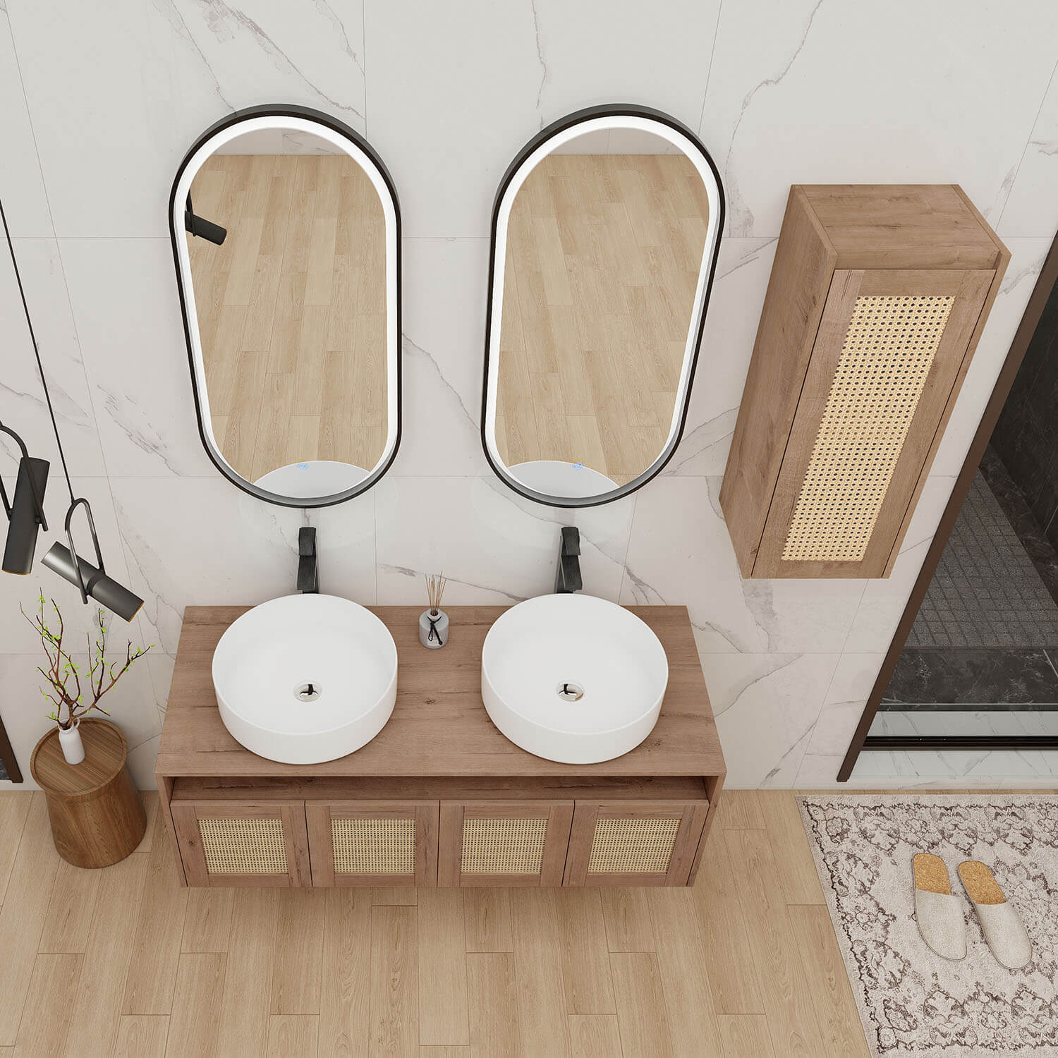 top view of 48 inch bathroom vanity 