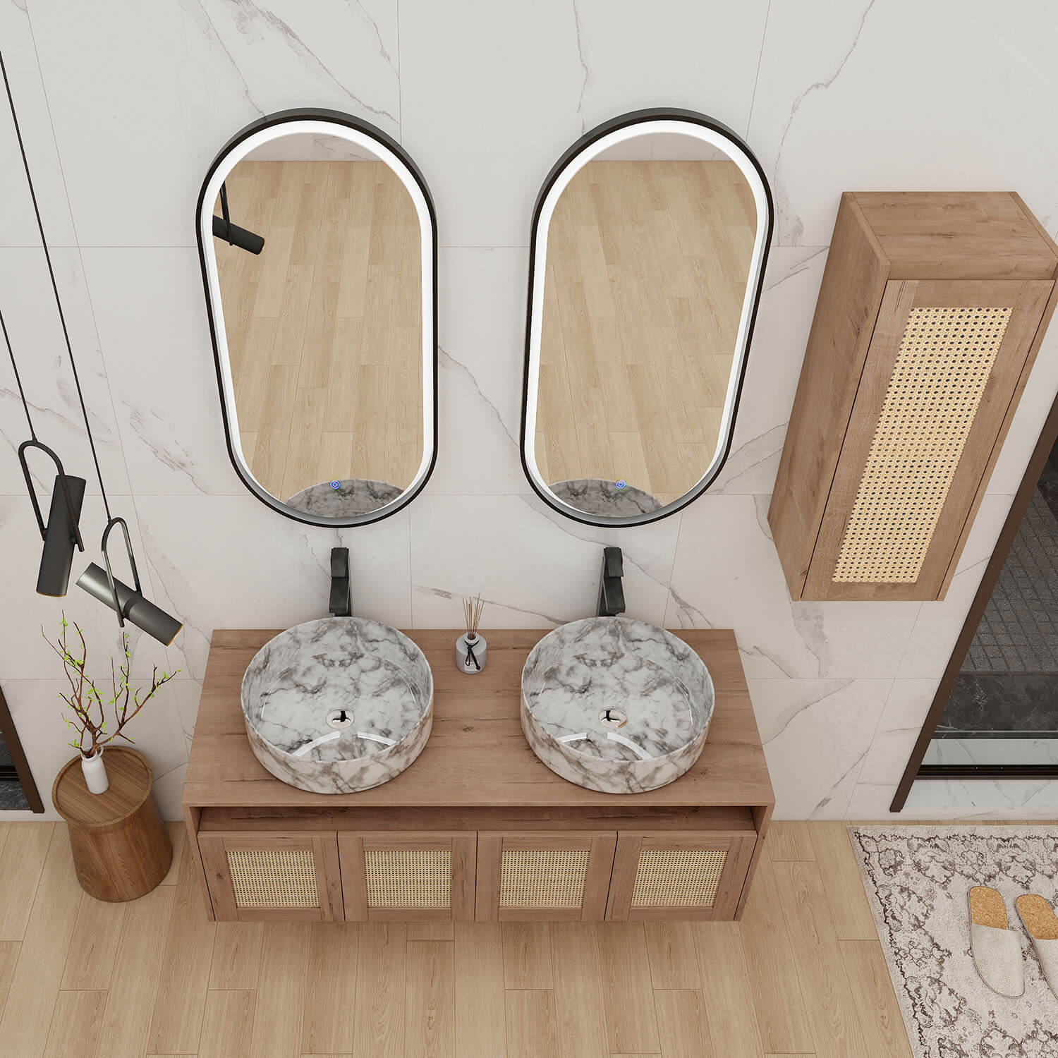 top view of  the 48 inch Bathroom Vanity with Wall-Mounted 