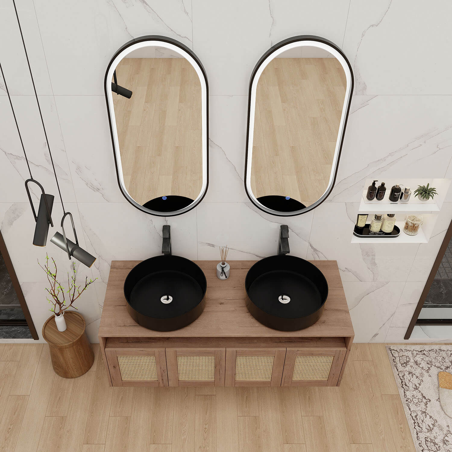 top view of the floating vanity