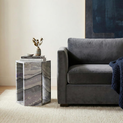 Unique Marble Side Table with Deep Blues, Misty Purples for  Living Room, Bathroom &amp; Outdoor Side