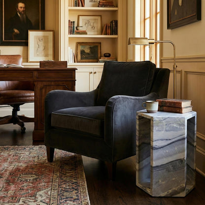 Unique Marble Side Table with Deep Blues, Misty Purples for  Living Room, Bathroom &amp; Outdoor Side