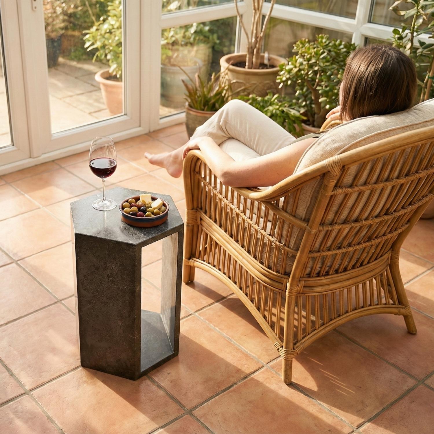 Modern Real Marble Dark Grey Side Table for Home Decor or Bathroom Display Stand