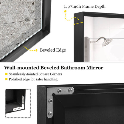 36&quot; x 24&quot; Aluminum Frame Bathroom Mirror with Beveled Edge