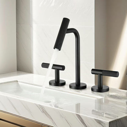 water flow from Matte Black 8" Widespread Two-Handle Bathroom Sink Faucet
