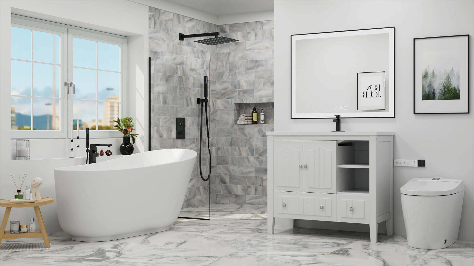 white bathroom furniture sets