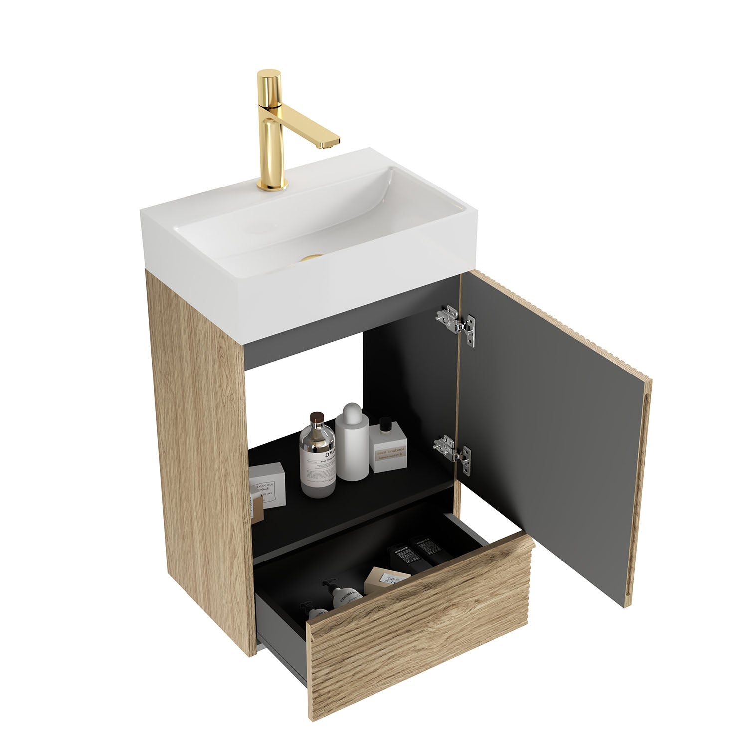 white oak bathroom vanity for small bathroom renovation
