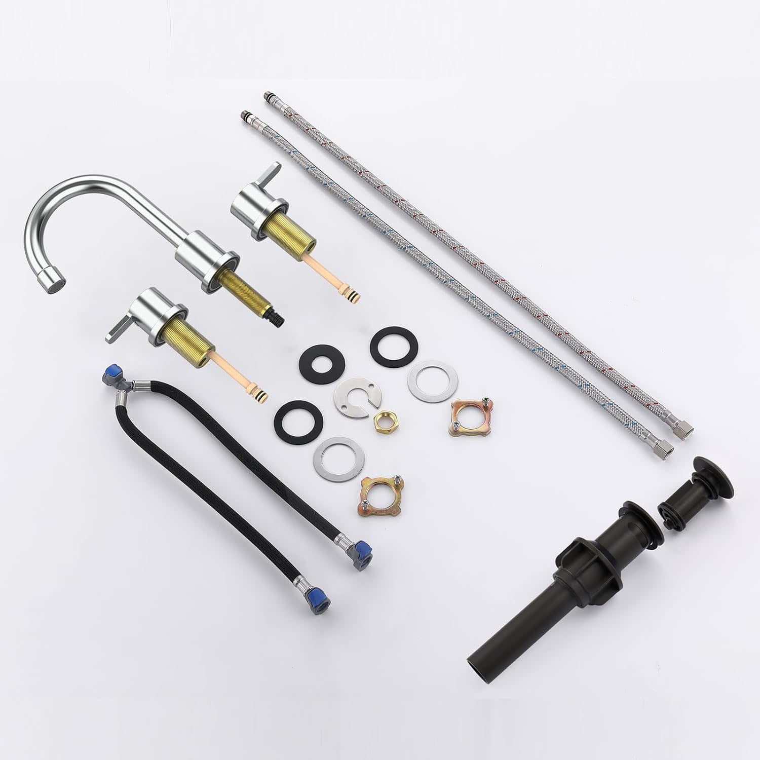 widespread 2 handle bathroom faucet with pop up drain and install fitting