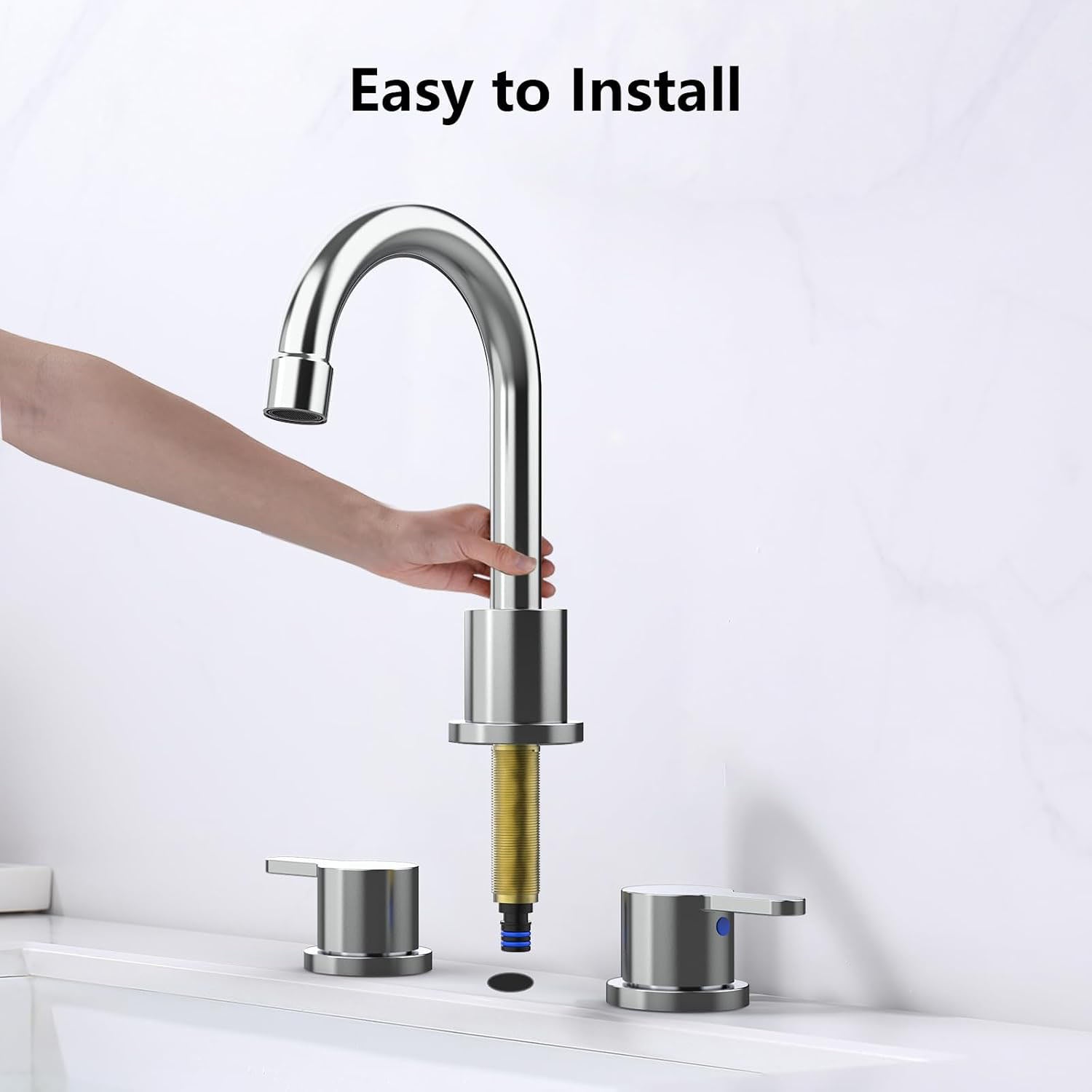 widespread 3 hole bathroom faucet easy to install