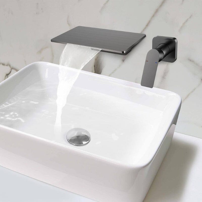 Giving Tree Wall Mounted Waterfall Bathroom Sink Faucet Single Handle with Valve