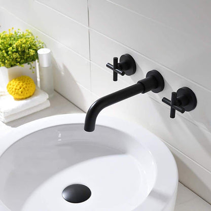 Giving Tree Double Handle Wall Mounted Bathroom Sink Faucet