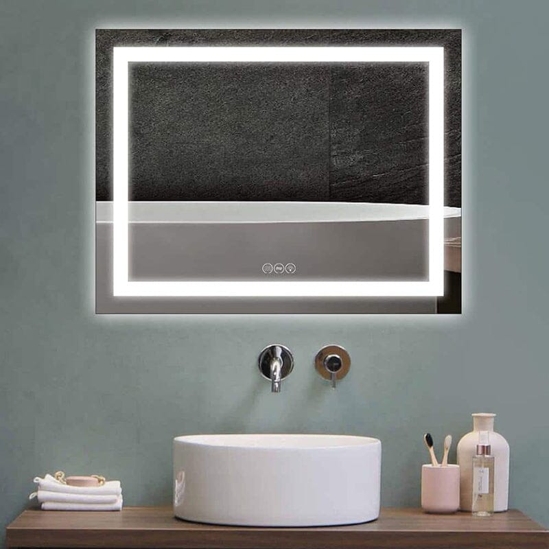 36 in. W x 28 in. H LED Light Bathroom Vanity Mirror Large Rectangular Frameless Anti Fog