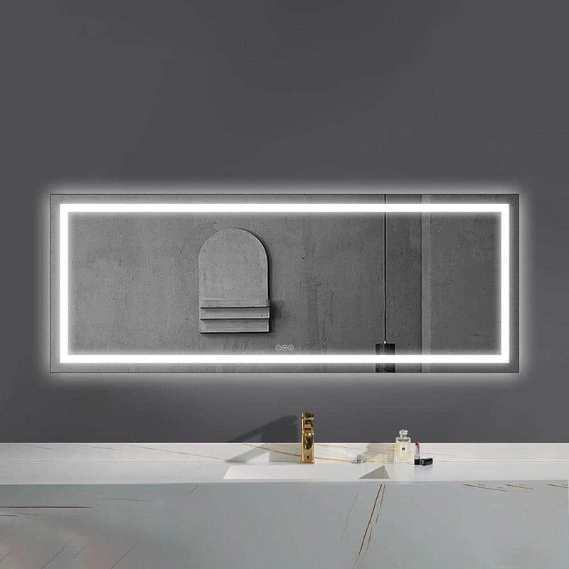 84 in. W x 32 in. H LED Light Bathroom Vanity Mirror Large Rectangular Frameless Anti Fog