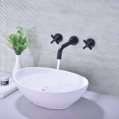 Giving Tree Double Handle Wall Mounted Bathroom Sink Faucet