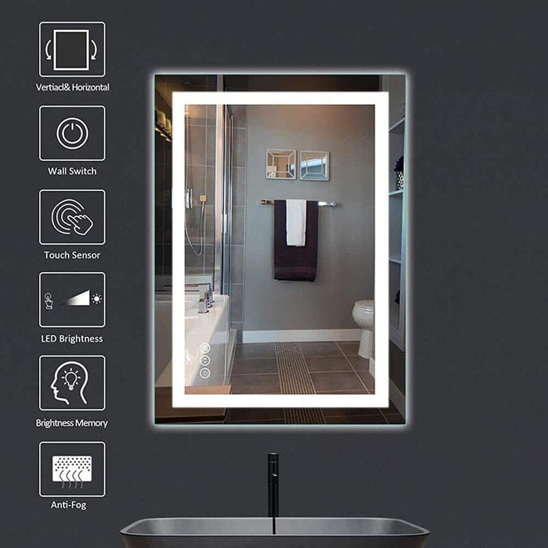36 in. W x 24 in. H LED Light Bathroom Vanity Mirror Large Rectangular Frameless Anti Fog